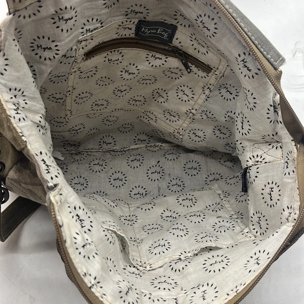 Myra 100% Handmade Messenger Type Upcycled Bag Canvas and Leather MCB4685M